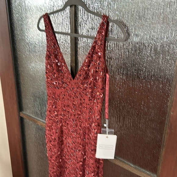 Mac Duggal Red Sequin Maxi Gown with V-Neck for Wedding Guest size 4 nwt - Picture 9 of 14
